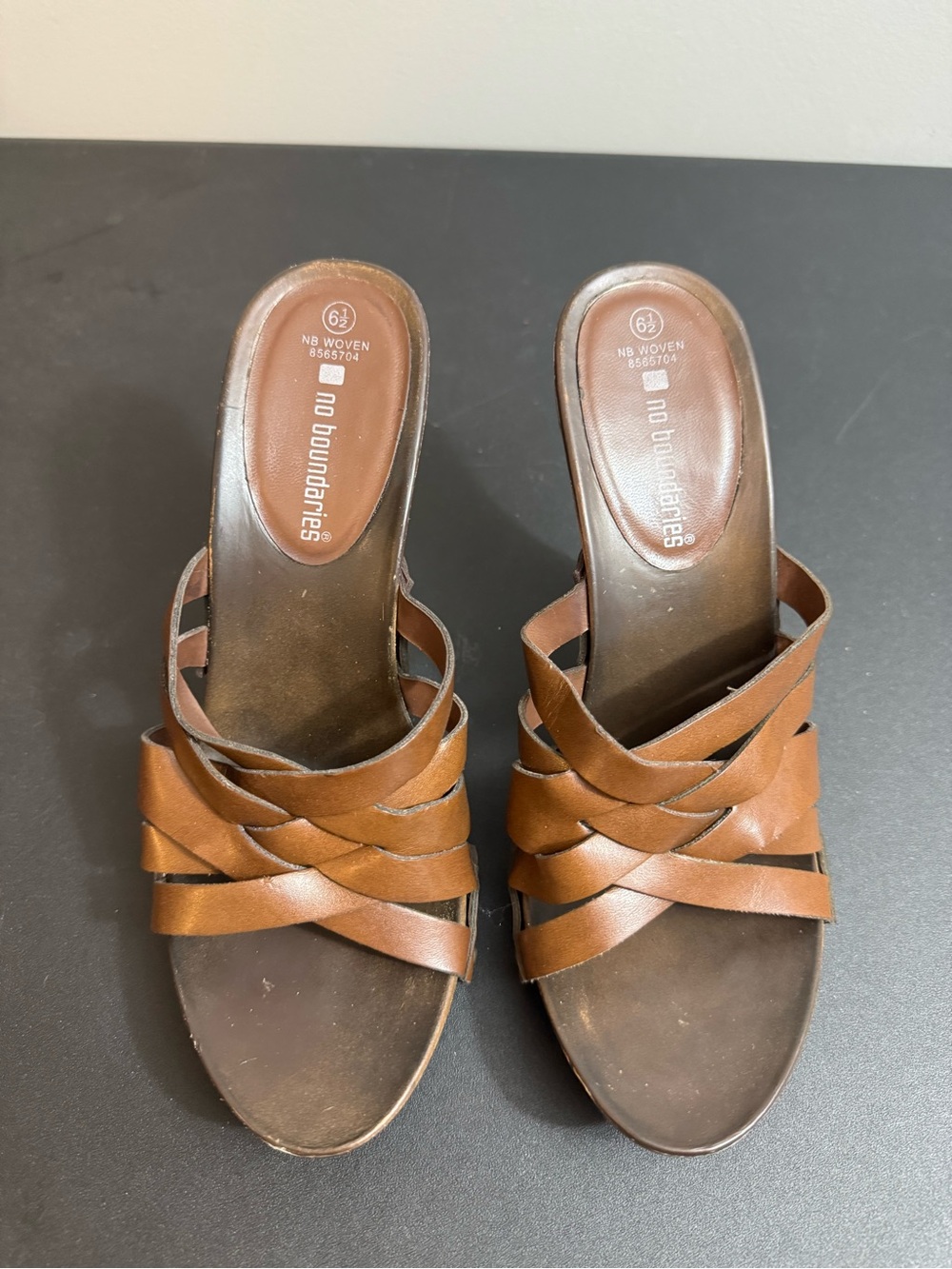No Boundaries Brown Woven Slide Mules